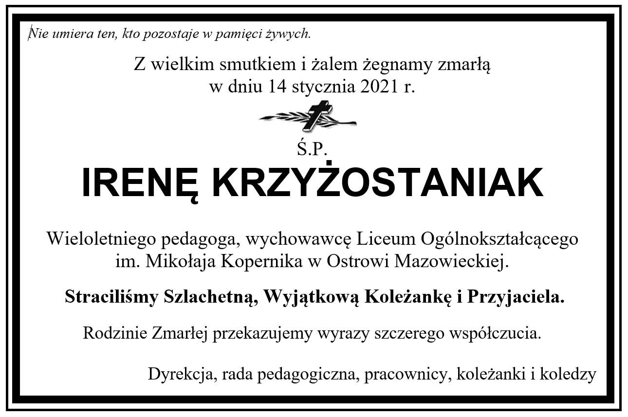 klepsydra Irena Krzyżostaniak